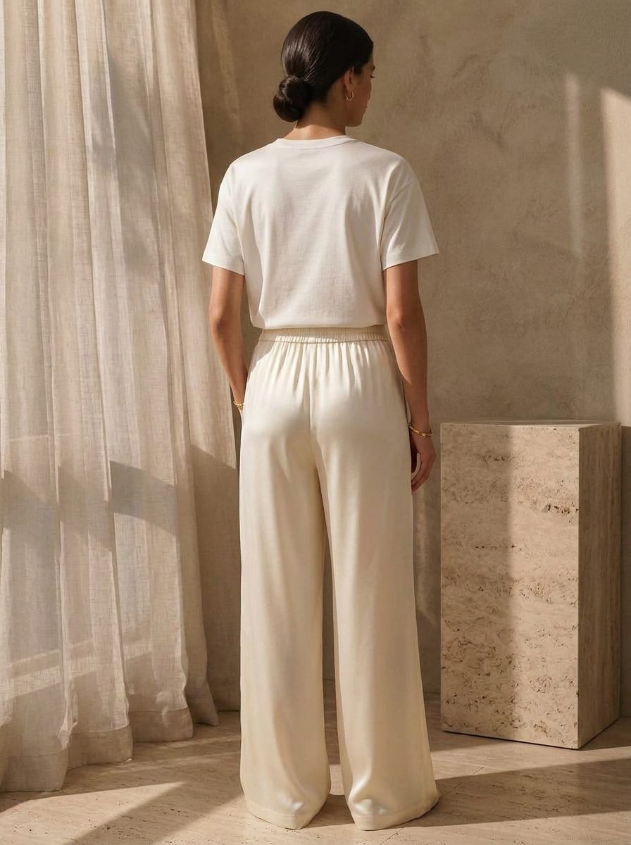 The Margo Tee in White — Back — straight body, fine double needle hem thumbnail